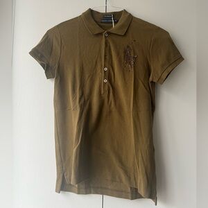 NWT Polo Ralph Lauren Women Shirt big pony sequin skinny polo size M